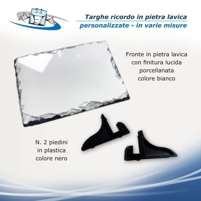 Targa ricordo in pietra lavica porcellanata con stampa personalizzata disponibile in 4 formati formati
