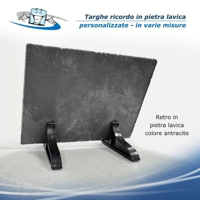 Targa ricordo in pietra lavica porcellanata con stampa personalizzata disponibile in 4 formati formati