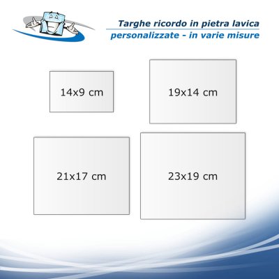 Targa ricordo in pietra lavica porcellanata con stampa personalizzata disponibile in 4 formati formati