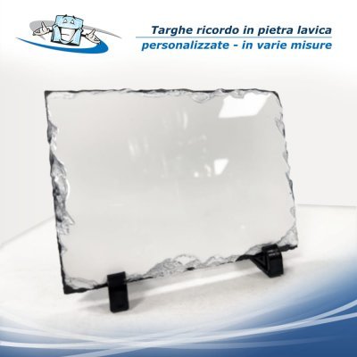 Targa ricordo in pietra lavica porcellanata con stampa personalizzata disponibile in 4 formati formati