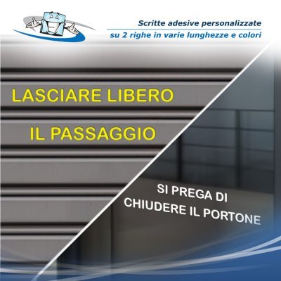 Scritte adesive personalizzate per segnaletica pericoli avvertenze divieti su vetrine saracinesche pareti senza fondo su 2 righe