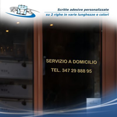 Scritte adesive personalizzate per segnaletica pericoli avvertenze divieti su vetrine saracinesche pareti senza fondo su 2 righe