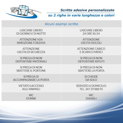 Scritte adesive personalizzate per segnaletica pericoli avvertenze divieti su vetrine saracinesche pareti senza fondo su 2 righe