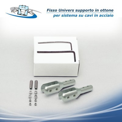 Fisso Univers - Supporto in ottone per pannelli e cavi in acciaio