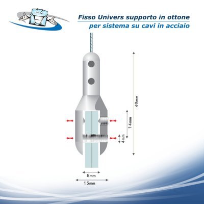 Fisso Univers - Supporto in ottone per pannelli e cavi in acciaio