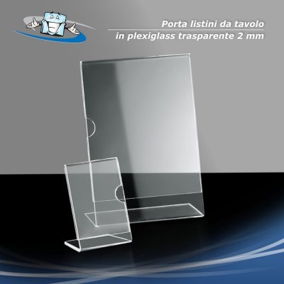 Porta listino menu da banco in plexiglass trasparente in diverse dimensioni