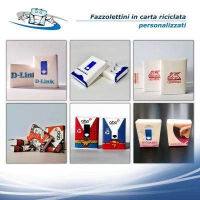 Fazzolettini di carta con pacchetto interamente personalizzabile