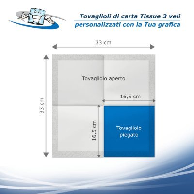 Tovaglioli di carta a 3 veli personalizzati con stampa a 4 colori