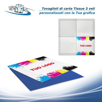 Tovaglioli di carta a 3 veli personalizzati con stampa a 4 colori