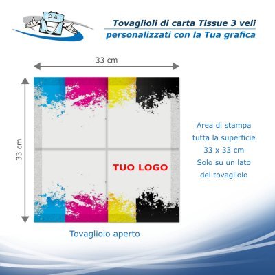 Tovaglioli di carta a 3 veli personalizzati con stampa a 4 colori