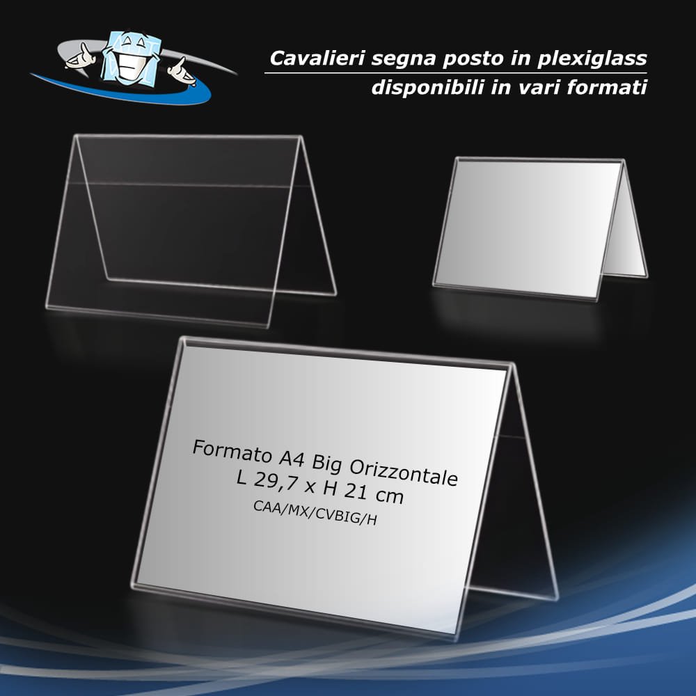Cavalieri segna nome in plexiglass da tavolo formato A4 big orizzontale