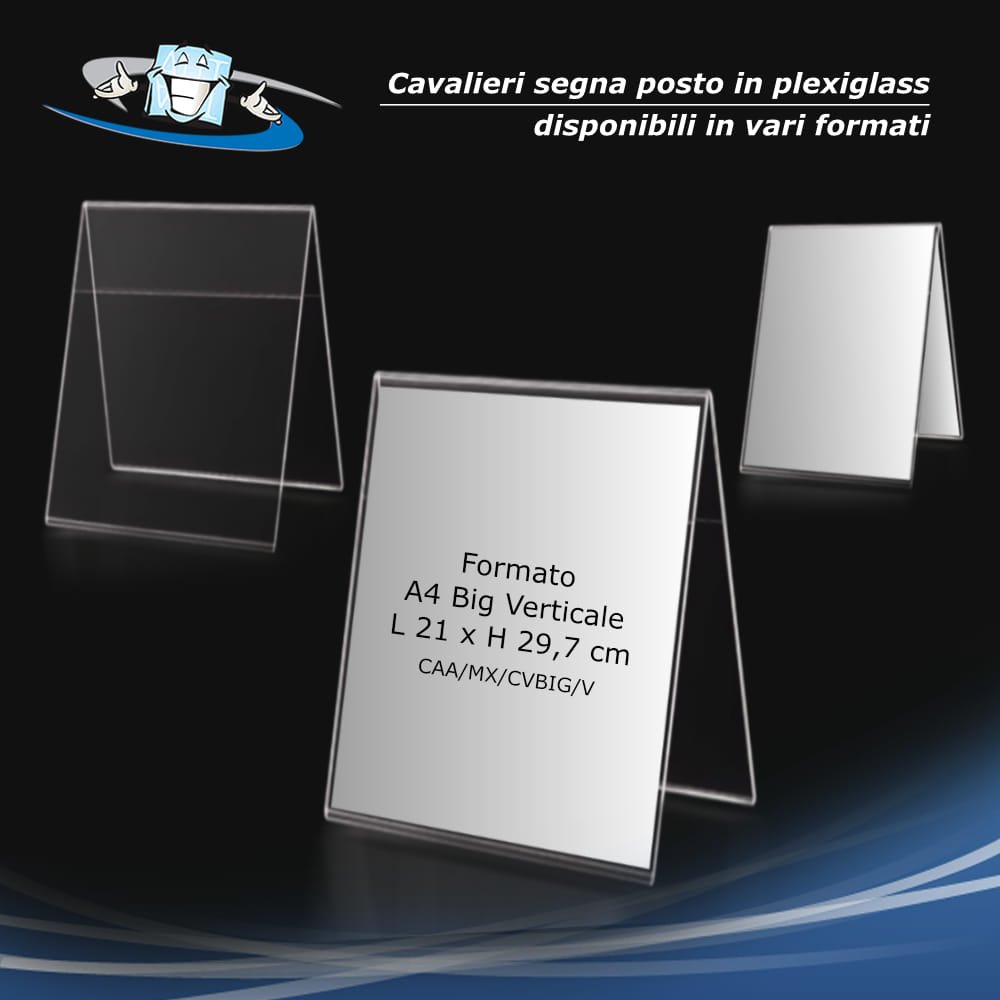 Cavalieri segna nome in plexiglass da tavolo formato A4 big verticale