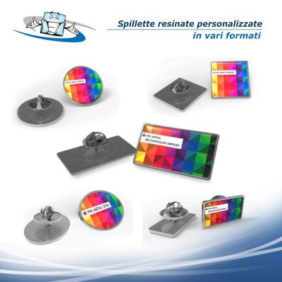 Spillette personalizzate resinate con supporto e chiusura a farfalla in metallo in vari formati