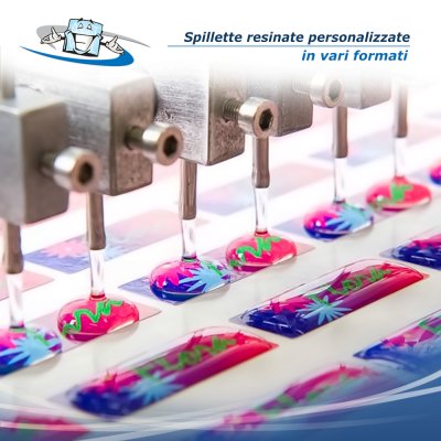 Spillette personalizzate resinate con supporto e chiusura a farfalla in metallo in vari formati