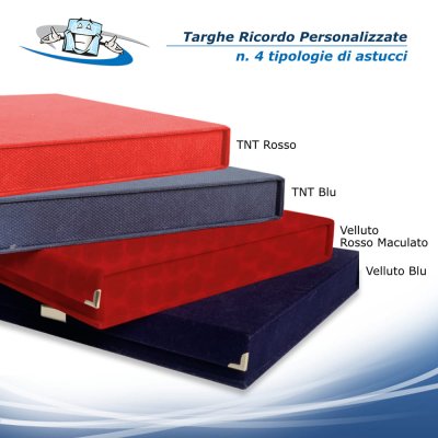 Targa ricordo personalizzata su intera superficie con astuccio in velluto blu o rosso 3 dimensioni