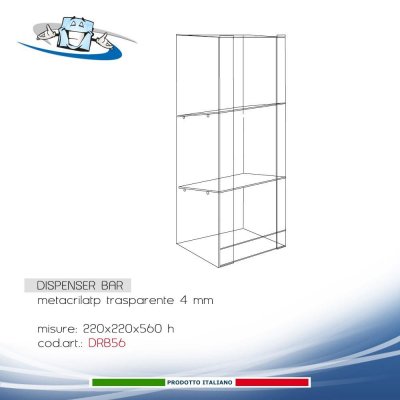 schema Dispenser vetrina  bar in plexiglass senza sportello