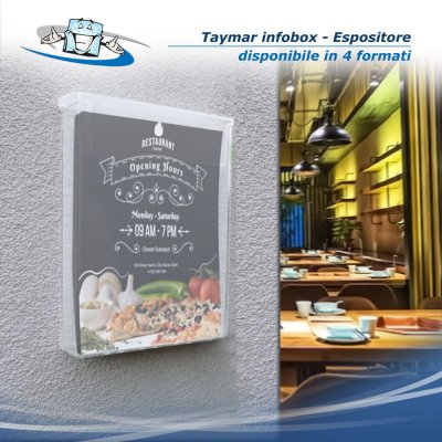 Taymar Infobox - Espositore trasparente per brochure, riviste, depliant a parete per esterno e interno