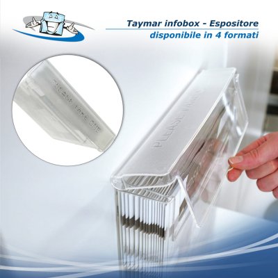 Taymar Infobox - Espositore trasparente per brochure, riviste, depliant a parete per esterno e interno