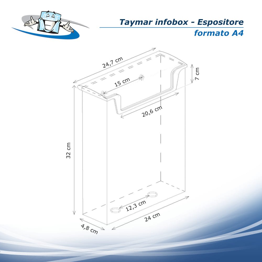 Taymar Infobox - Espositore trasparente per brochure, riviste, depliant formato A4