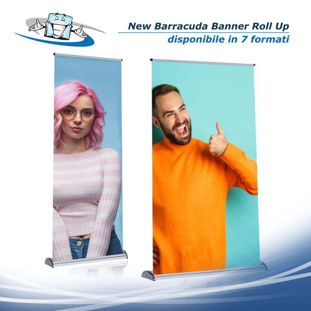 New Barracuda Banner Roll Up monofacciale varie misure regolabile in altezza con personalizzazione inclusa