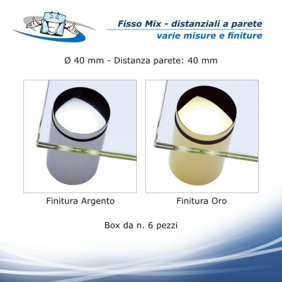 Fisso Mix - Distanziale per pannelli o lastre in varie finiture - Ø 40 mm x distanza parete 40 mm