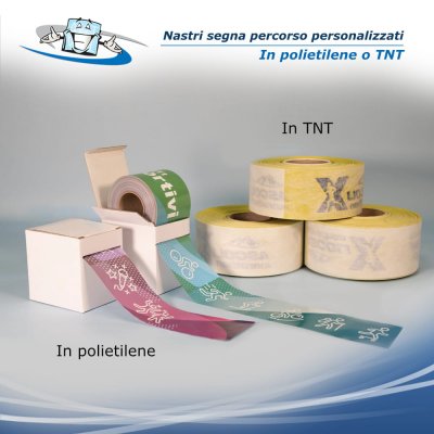 Nastri segna percorso personalizzati con il Tuo logo in TNT o Polietilene