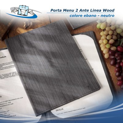 Linea Wood - Porta menu A4 / 2 Ante (L 23 x H 31,3 cm) personalizzabile rigido texture legno