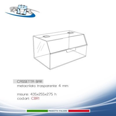 schema Cassetta bar in plexiglass Vetrinetta contenitore con sportello