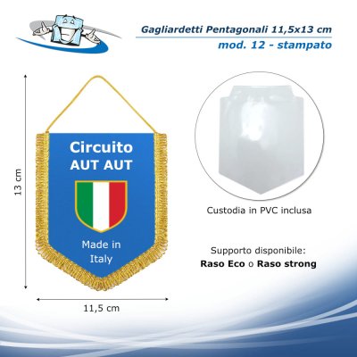 Gagliardetto pentagonale 11,5x13 cm personalizzato