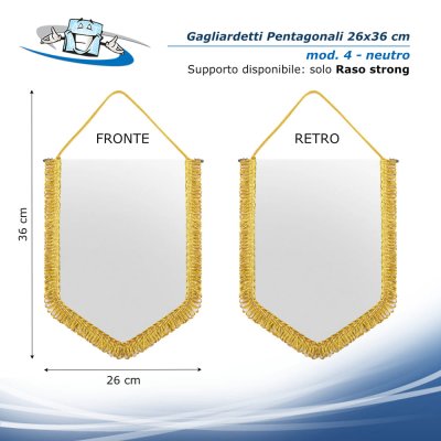 Gagliardetto pentagonale 26x36 cm neutro retro bianco