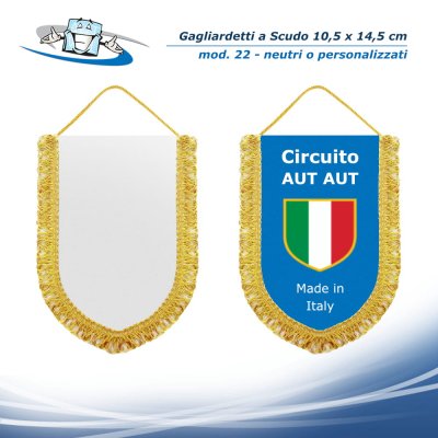 Gagliardetti a scudo 10,5 x 14,5 cm personalizzabili
