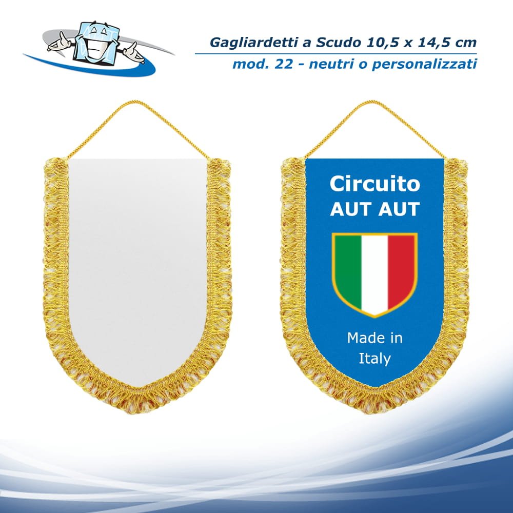 Gagliardetti a scudo 10,5 x 14,5 cm personalizzabili