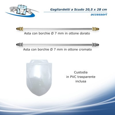 Gagliardetti a scudo 20,5x28 cm personalizzabili accessori