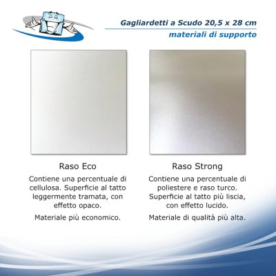 Gagliardetti a scudo 20,5x28 cm personalizzabili materiali di supporto