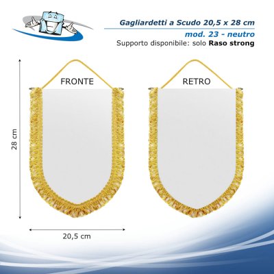 Gagliardetto a scudo 20,5x28 cm neutro retro bianco