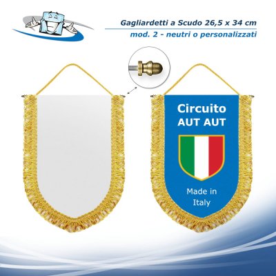 Gagliardetti a scudo 26,5 x 34 cm personalizzabili