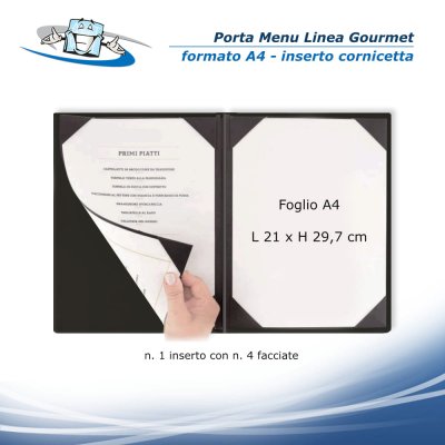 Linea Gourmet - Porta menu A4 (L 23,2 x H 32 cm) - Inserto a cornicetta