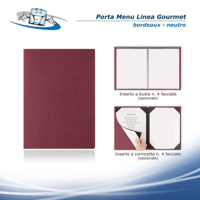Linea Gourmet - Porta menu A5 (L 16,5 x H 23,4 cm) - Bordeaux - Neutro