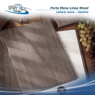 Linea Wood - Porta menu A4 (L 23,2 x H 32 cm) rigido texture legno color noce - neutro