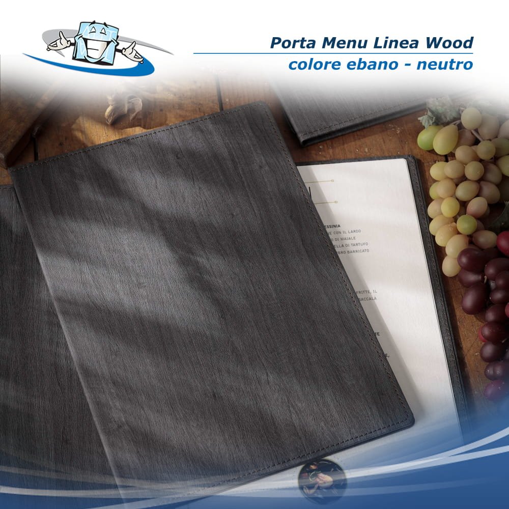 Linea Wood - Porta menu A5 (L 16,5 x H 23,4 cm) colore ebano - neutro