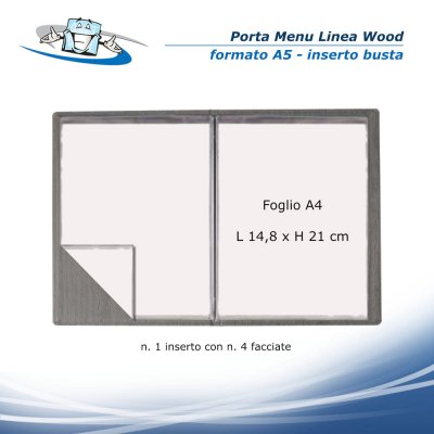 Linea Wood - Porta menu A5 (L 16,5 x H 23,4 cm) inserto busta
