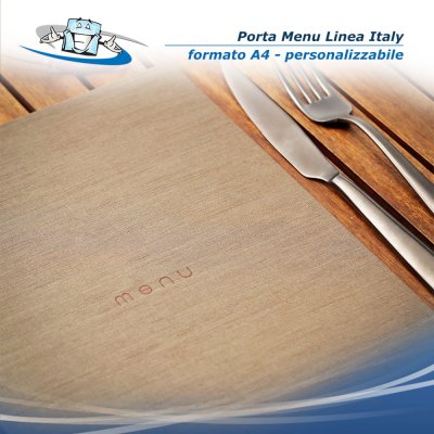 Linea Italy - Porta menu A4 (L 23,2 x H 32 cm) personalizzabile in cartoncino rivestito