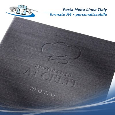 Linea Italy - Porta menu A4 (L 23,2 x H 32 cm) personalizzabile in cartoncino rivestito