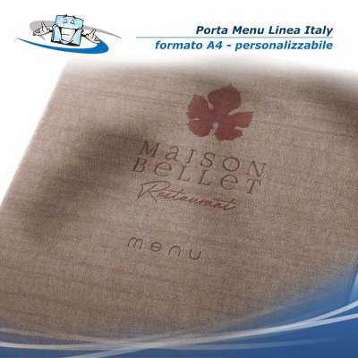 Linea Italy - Porta menu A4 (L 23,2 x H 32 cm) personalizzabile in cartoncino rivestito