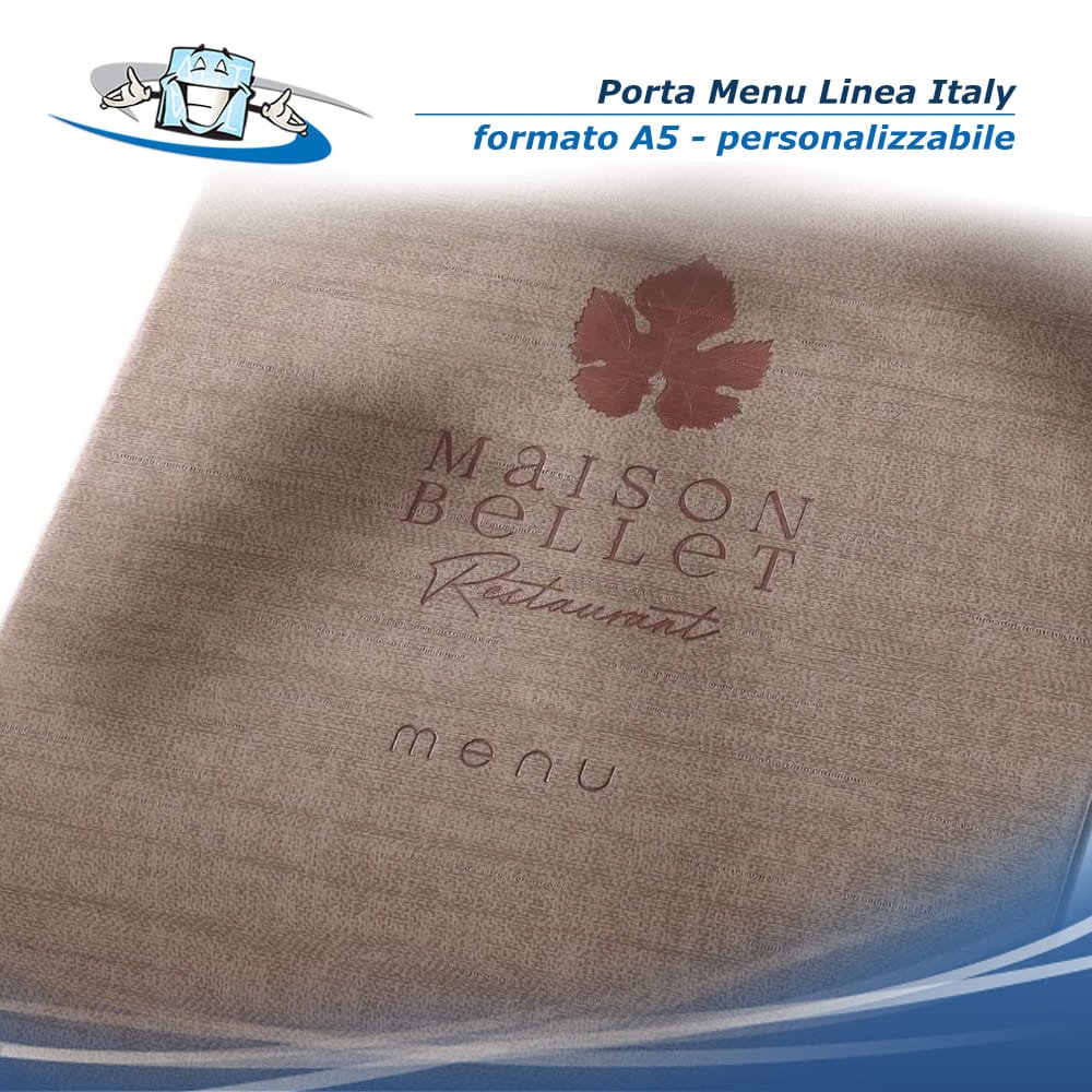 Linea Italy - Porta menu A5 (L 16,5 x H 23,4 cm) personalizzabile in cartoncino rivestito