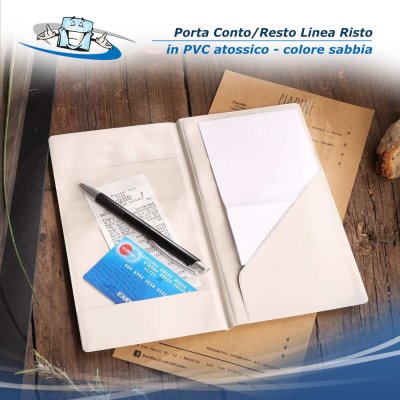 Linea Risto - Porta conto/resto con 2 tasche in PVC - bianco