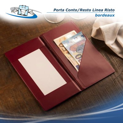 Linea Risto - Porta conto/resto con 2 tasche in PVC - bordeaux