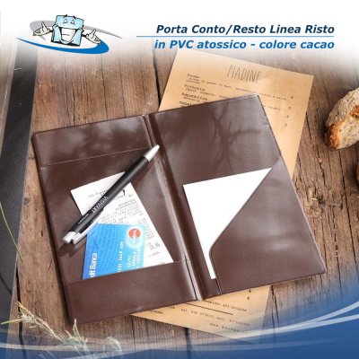 Linea Risto - Porta conto/resto con 2 tasche in PVC - cacao