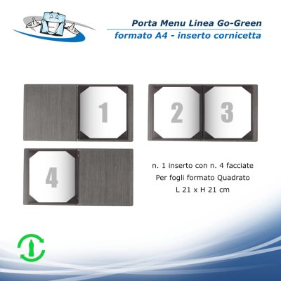 Linea Go-Green - Porta menu Quadrato (23 x 23,1 cm) in pet riciclato inserto a cornicetta