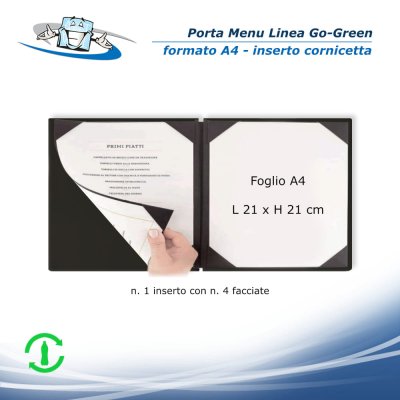 Linea Go-Green - Porta menu Quadrato (23 x 23,1 cm) in pet riciclato inserto a cornicetta